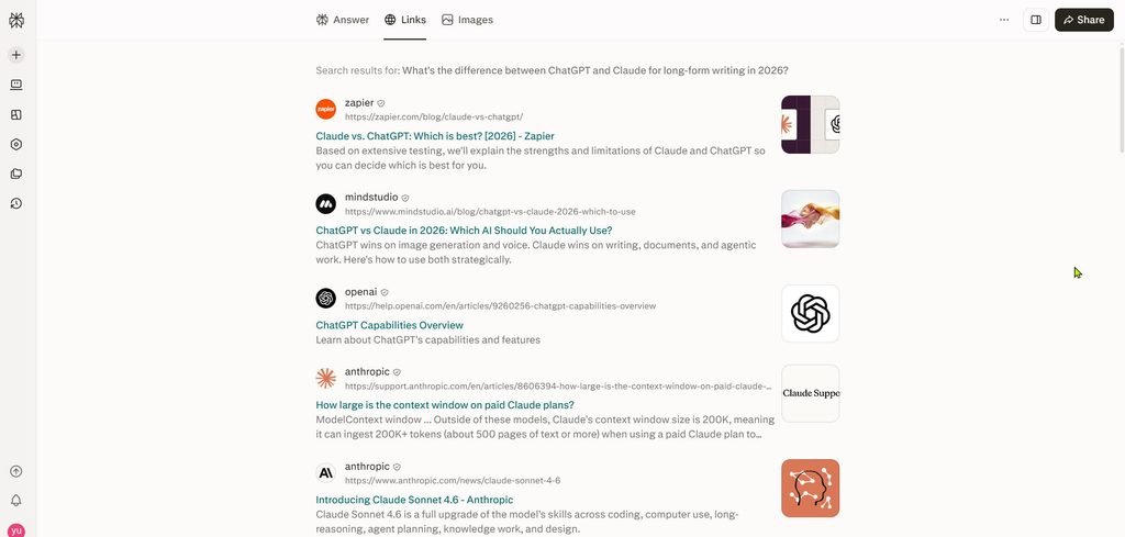  page with links comparing ChatGPT and Claude AI models.